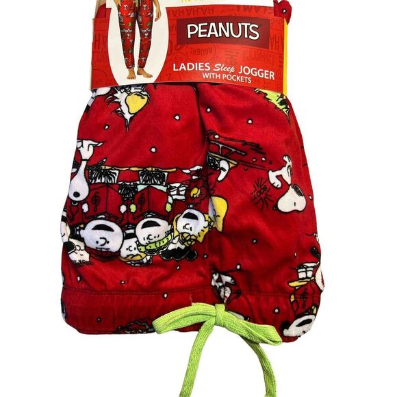 Ladies Brilliant Red Peanuts Snoopy Lounge Sleep Jogger Pants Size L (12-14) - Picture 1 of 2